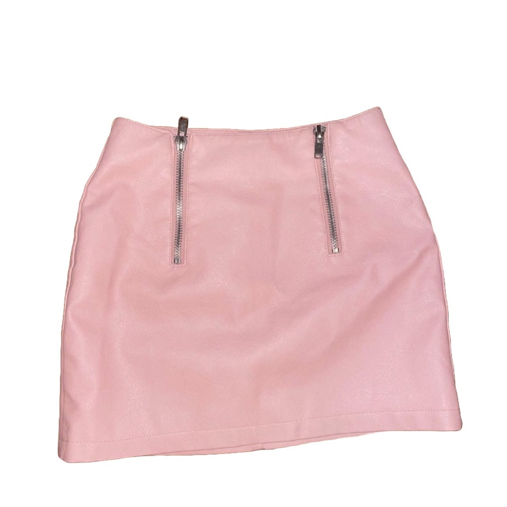 Forever 21 Pink Leather Mini Skirt Zippers
